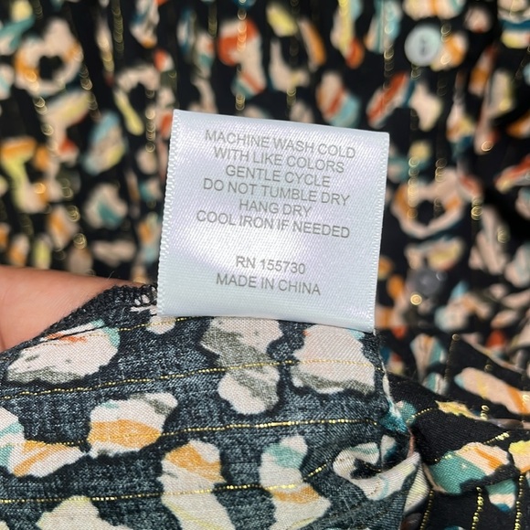 Jane Delancey Women's Multi Color Patterned Top striped Button Down Career Sz L - Picture 5 of 13